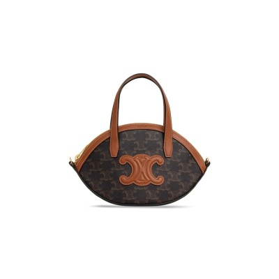 CELINE SHOULDER BAG TRIOMPHE IN TRIOMPHE CANVAS AND LAMBSKIN 122262BZJ.04LU (24*21*5cm)